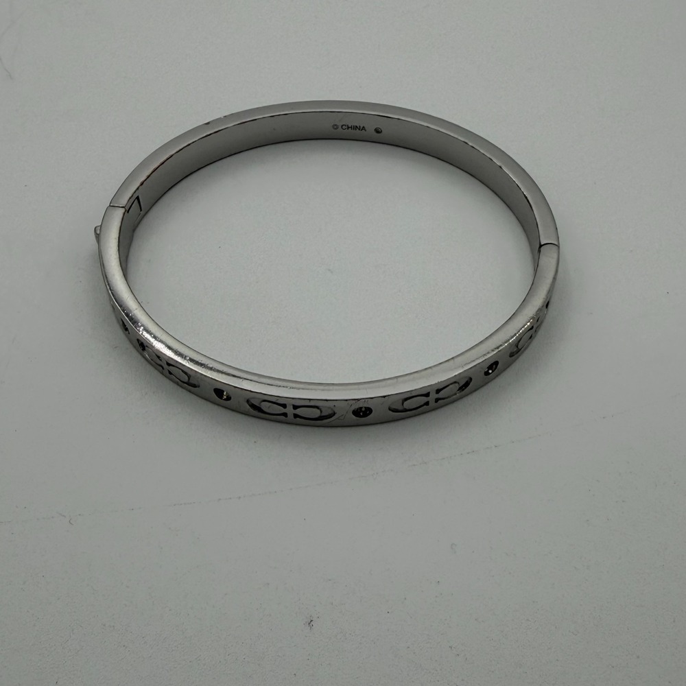 Coach Signature Hinged Bangle Bracelet Silver